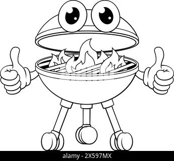 Barbecue Cartoon Mascot Holzkohle Barbecue Person Stock Vektor