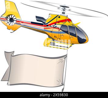 Vektor-Cartoon-Hubschrauber mit Banner. Verfügbar EPS-10 getrennt durch Gruppen und Ebenen mit Transparenzeffekten für das Neumalen mit nur einem Klick Stock Vektor