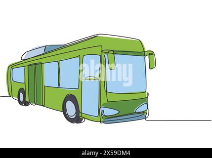 Einzelne durchgehende Linienbusse, die Pendler und Schüler bedienen, fahren von ihren Häusern zu ihren jeweiligen Zielen. Eins Stock Vektor