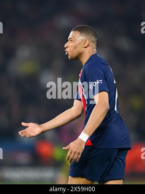 Paris, Frankreich. Mai 2024. Fußball: Champions League, Paris Saint-Germain - Borussia Dortmund K.-o.-Runde, Halbfinale, zweites Leg. Kylian Mbapp von Paris gestikuliert. Robert Michael/dpa/Alamy Live News Stockfoto