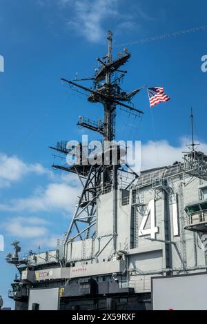 Die Insel des Flugzeugträgers USS Midway in San Diego, Kalifornien Stockfoto