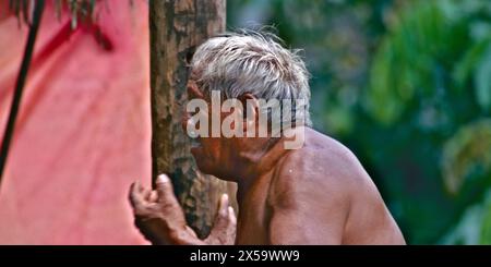 Ein indigener Huaorani-Ältester in Ecuador. Stockfoto