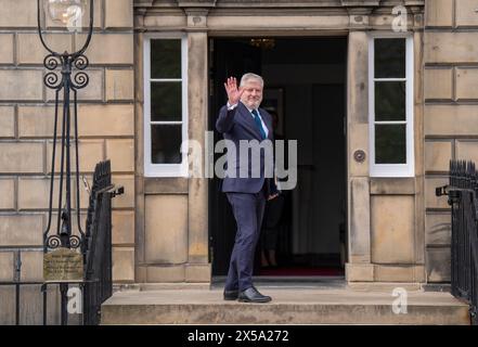 Angus Robertosn kommt nach Bute House, Edinburgh, nachdem der neu ernannte erste schottische Minister John Swinney am Court of Session vereidigt wurde. Bilddatum: Mittwoch, 8. Mai 2024. Stockfoto