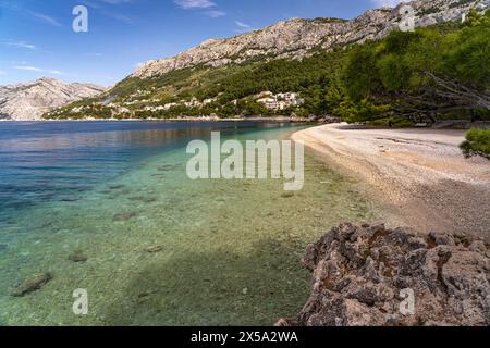 Strand Punta rata bei Brela, Kroatien, Europa | Punta rata Beach in der Nähe von Brela, Kroatien, Europa Stockfoto