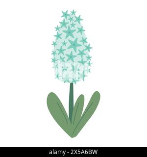 Schöne hellblaue Hyazinthe isoliert auf weißem Hintergrund. Vektorgrafiken. Designelement für Bildmaterial. Zeichentrickdesign für Poster, Symbol, Karte, Logo, Labe Stock Vektor