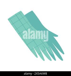 Gartenarbeit flache blaue Handschuhe für Arbeit isoliert auf weißem Hintergrund Vektor Illustration. Handschutz in der Landwirtschaft, Handschuhsicherheit. Farbige Abbildung. Ca Stock Vektor