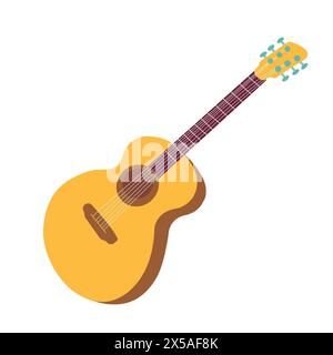 Klassische Gitarre. Flache Design-Vektor-Illustration Von Hand Gezeichneter Akustikgitarre. Abbildung isoliert auf weißem Hintergrund. Element für Druck, Banner, Stock Vektor