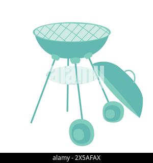 Grill für BBQ. Illustration des flachen Vektors auf weißem Hintergrund isoliert. Element für Druck, Banner, Karte, Broschüre, Logo Stock Vektor