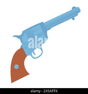 Vintage-Retro-Pistolenrevolver im Wilden Westen. Cowboy-Ästhetisches Konzept. Wilder Westen, Landhausstil. Abbildung des flachen Vektors auf weißer Rückseite isoliert Stock Vektor