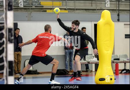 Guimarães, 05/2024 - Seleção de Andebol Nacional AA está em estágio de preparação. Treinou esta Manhã no Pavilhão do Vitória de Guimarães. Fábio lhãehães (Miguereira/ira/Global Imagens) Credit: Atlantico Press/Alamy Live News Stockfoto