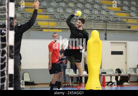 Guimarães, 05/2024 - Seleção de Andebol Nacional AA está em estágio de preparação. Treinou esta Manhã no Pavilhão do Vitória de Guimarães. Fábio lhãehães (Miguereira/ira/Global Imagens) Credit: Atlantico Press/Alamy Live News Stockfoto