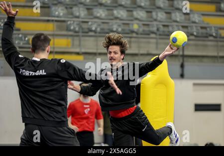 Guimarães, 05/2024 - Seleção de Andebol Nacional AA está em estágio de preparação. Treinou esta Manhã no Pavilhão do Vitória de Guimarães. Areias&(MiguMiguel Pereira/Global Imagens) Credit: Atlantico Press/Alamy Live News Stockfoto