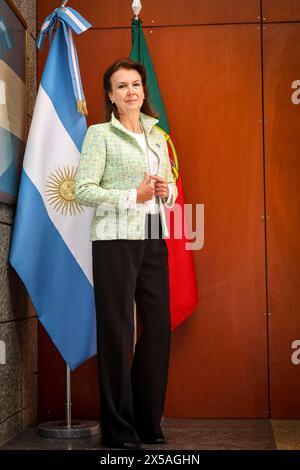 Lisboa, Portugal. Mai 2024. Lissabon, 07/05/2024 - argentinische Außenministerin Diana Mondino *es gelten Sondergebühren* Guthaben: Atlantico Press/Alamy Live News Stockfoto