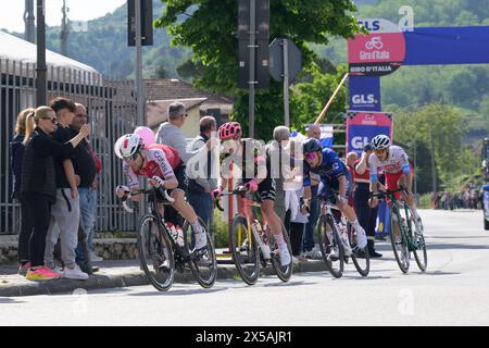 Lucca, Italien. Mai 2024. LUCCA, ITALIEN - 08. MAI 2024: Benjamin Thomas (Cofidis) gewann die fünfte Etappe des Giro d’Italia 107, die 178 km lange Genova-Lucca. Der zweite und dritte Platz gingen an Michael Valgren und Andrea Pietrobon. Quelle: Stefano Dalle Luche/Alamy Live News Stockfoto