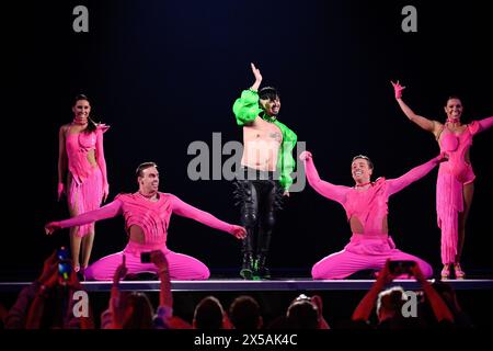 MALMÖ, Schweden. , . Spielt als Zwischenspiel während der ersten Probe des zweiten Halbfinales der 68. Ausgabe des Eurovision Song Contests (ESC) in der Malmö Arena in Malmö, Schweden, Mittwoch, 08. Mai, 2024. Foto: Jessica Gow/TT/Code 10070 Credit: TT News Agency/Alamy Live News Stockfoto