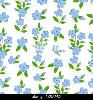 Nahtloses Muster mit blauen Blumen auf weißem Hintergrund Stock Vektor