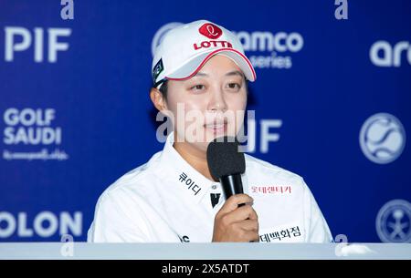 Goyang, Südkorea. Mai 2024. Kim Hyo-joo aus Südkorea, Pressekonferenz für die Medien der Ladies Europian Tour (LET) Aramco Team Series 2024 in New Korea C. C in Goyang, nördlich von Seoul, Südkorea am 8. Mai 2024. (Foto: Lee Young-HO/SIPA USA) Credit: SIPA USA/Alamy Live News Stockfoto