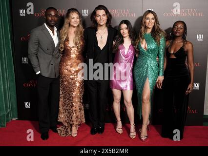 (Links-rechts) Llyrio Boateng, Georgia Lock, Damian Hurley, Pear Chiravara, Elizabeth Hurley und AGI Nanjosi kommen zu einer speziellen Vorführung von Strict Confidential bei Everyman Chelsea in London. Bilddatum: Mittwoch, 8. Mai 2024. Stockfoto