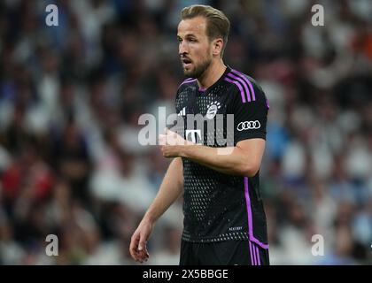 Madrid, Spanien. Mai 2024. Harry Kane von Bayern München spielte am 8. Mai 2024 im Santiago Bernabeu Stadion in Madrid, Spanien, während des UEFA Champions League-Spiels, Halbfinals, 2. Leg, zwischen Real Madrid und FC Bayern München. (Foto: Sergio Ruiz/PRESSINPHOTO) Credit: PRESSINPHOTO SPORTS AGENCY/Alamy Live News Stockfoto