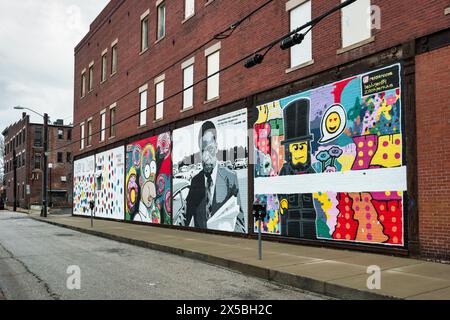 Wandmalereien im Zentrum von Springfield, Illinois, USA Stockfoto