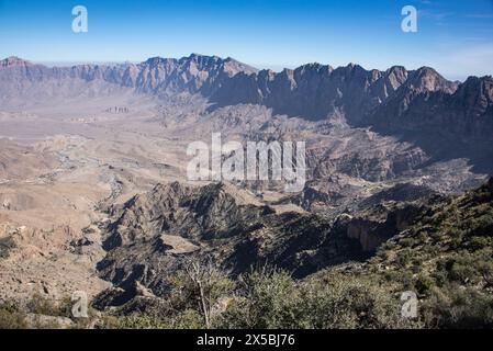 Hadash-Wakan-Route in den westlichen Hajar-Bergen, Wakan, Oman Stockfoto