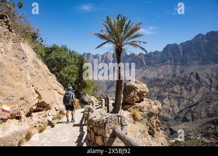 Hadash-Wakan-Route in den westlichen Hajar-Bergen, Wakan, Oman Stockfoto