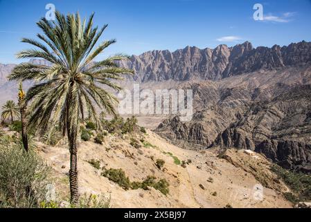 Hadash-Wakan-Route in den westlichen Hajar-Bergen, Wakan, Oman Stockfoto