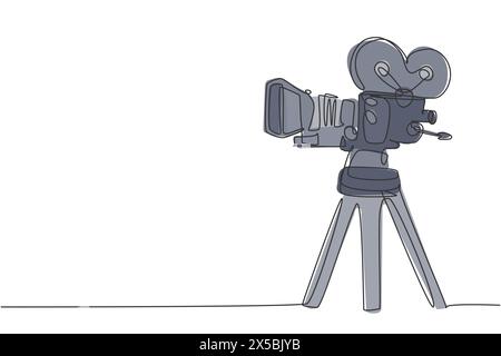 Eine durchgehende Linienzeichnung eines alten klassischen Retro-Videorekorders. Analoger Vintage-Kinomacher. Vintage-Artikelkonzept einzeilige Grafik mit Zeichendesign VEC Stock Vektor