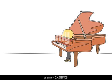 Eine einzeilige Zeichnung eines luxuriösen Holzflügels. Moderne klassische Musikinstrumente Konzept kontinuierliche Linie zeichnen Design Vektor Illustration Grafik Stock Vektor