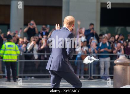 London, England, Großbritannien. Mai 2024. Prinz HARRY, Herzog von Sussex, kommt vor dem 10. Jahrestag der Invictus Games in der St. Paul's Cathedral an. (Kreditbild: © Tayfun Salci/ZUMA Press Wire) NUR REDAKTIONELLE VERWENDUNG! Nicht für kommerzielle ZWECKE! Stockfoto