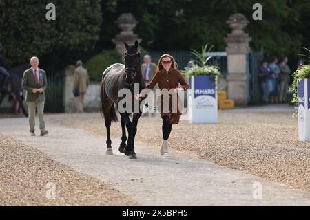 Holly Richardson von Großbritannien mit Bally Louis während der ersten Pferdeinspektion bei den Badminton Horse Trials am 8. Mai 2024, Badminton Estate, Vereinigtes Königreich (Foto: Maxime David - MXIMD Pictures) Stockfoto