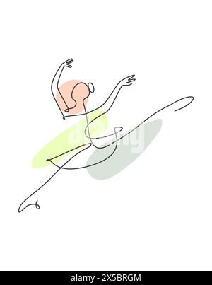 Einzelne kontinuierliche Linie Zeichnung Ballerina im Ballett-Motion-Tanz-Stil. Beauty minimalistischen Tänzer Konzept Logo, skandinavische Poster drucken Kunst. Trendy auf Stock Vektor