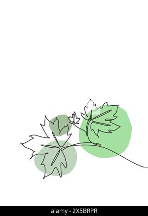Eine einzeilige Zeichnung Ahornblatt Vektor-Illustration. Tropisches Blatt minimalistischer Stil, abstraktes Blumenmuster Konzept für Poster, Wanddekor pri Stock Vektor