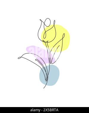 Eine einzige Linie Zeichnung Schönheit frische Tulpe Blume Vektor Illustration. Minimalistischer tropischer Blumenstil, Liebesromantik für Poster, Wanddekor pri Stock Vektor