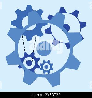 Abbildung der Service- und Wartungseinstellungen. Einstellen von Reparaturgetrieben Zahnradsymbole Vektorgrafik-Banner Stock Vektor