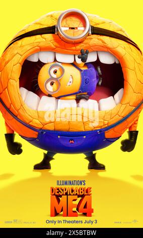 Despicable Me 4 (2024) von Chris Renaud und Patrick Delage mit Sofía Vergara, Joey King und Steve Carell. GRU kehrt in Maxime Le Mal gegen einen neuen Gegner zurück und ist gezwungen, mit seiner Familie auf die Flucht zu gehen. US Advance Poster ***NUR FÜR REDAKTIONELLE ZWECKE***. Quelle: BFA / Universal Pictures Stockfoto