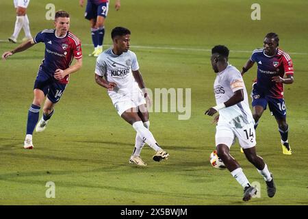 Frisco, Texas, USA. Mai 2024. Marlon Santos #11 von Memphis 901 FC übergibt den Ball während der 32er Runde des Lamar Hunt US Open Cup 2024 zwischen dem FC Dallas und Memphis 901 FC im Toyota Stadium. Dallas schlug Memphis mit 1:0. (Kreditbild: © Javier Vicencio/eyepix via ZUMA Press Wire) NUR REDAKTIONELLE VERWENDUNG! Nicht für kommerzielle ZWECKE! Stockfoto