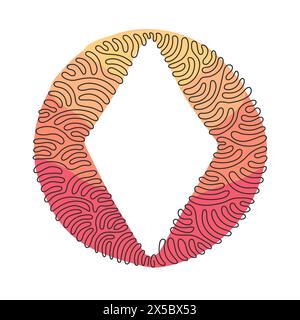 Einzelne einzeilige Zeichnung Poker Spielkarten passen Diamant Design Form Einzelsymbol. Diamantanzug mit Spielkarte für Ass im Casino. Drallkurve Stock Vektor