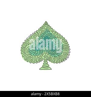 Einzelne einzeilige Zeichnung Poker Spielkarten Anzug Pik Design Form einzelnes Symbol. Pik-Anzug mit Spielkarte für Ass in Las Vegas Royal cas Stock Vektor