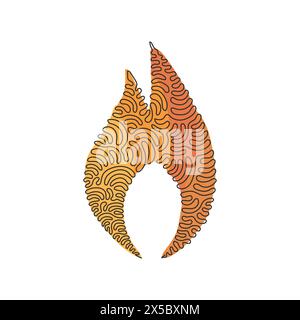 Einzelne durchgehende Linie mit dem Logo des Flamme-Emoji-Symbols. Beleuchtetes Symbol modernes einfaches Symbol für Website-Design, mobile App, benutzeroberfläche. Wirbelnde Lockenform. Stock Vektor