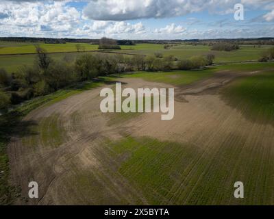 31. März 2024 Eine Überschwemmung der Landwirte beschädigte Wintergetreideernte Stockfoto