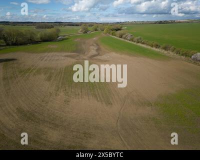 31. März 2024 Eine Überschwemmung der Landwirte beschädigte Wintergetreideernte Stockfoto