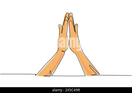 Durchgehende, einzeilige Zeichnungssymbole und -Symbole. Emoji-Handsymbole im Chat der Internetplattform. Kommunikation mit Handgesten. Nonverbale Zeichen. Si Stock Vektor