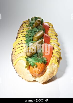 Hot Dog im Chicago-Stil. Stockfoto