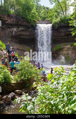 Die Natur der Minnehaha Falls/Minnehaha Park in Minneapolis, Minnesota, USA. Stockfoto