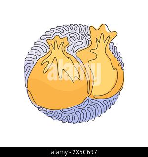 Eine einzige Zeile, Dim Sum, traditionelle chinesische Klöße. Asiatische Küche. Dampfbrötchen. Hintergrundstil mit kreisenden Wellen. Moderner Continuou Stock Vektor