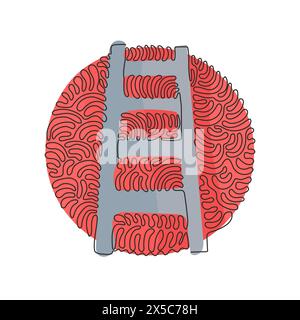 Durchgehende einzeilige Zeichnung des Feuerleiter-Symbols. Holzleiter isoliert. Stativleiter. Leiterausrüstung für Feuerwehrleute. Wirbel Curl Circle Hintergrund Stall Stock Vektor