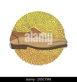 Einzelne durchgehende Linien zeichnen männliche schwarze Lederschuhe. Bequemes Schuhwerk. Herrenschuhe passen zur Mode des Jahres. Wirl Curl Circle Stock Vektor