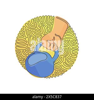 Gewicht der Kettlebell mit einer durchgehenden Linie. Handgezogene Kettlebell. Zeige dich mit einer Kettlebell für Unternehmen, Logo, T-Shirt, Poster. Drall Curl cir Stock Vektor