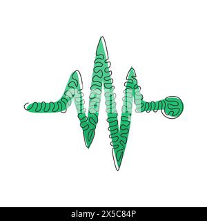 Herzschlagsymbol für einzelne durchgehende Linienzeichnung. Puls des Herzschlagmonitors. Herzschlag allein, Kardiogramm. Schöne Gesundheitsversorgung, Medizin. Wirbelnde Lockenform. Stock Vektor